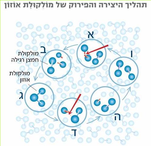 תהליך היצירה והפירוק של מולקולת אוזון